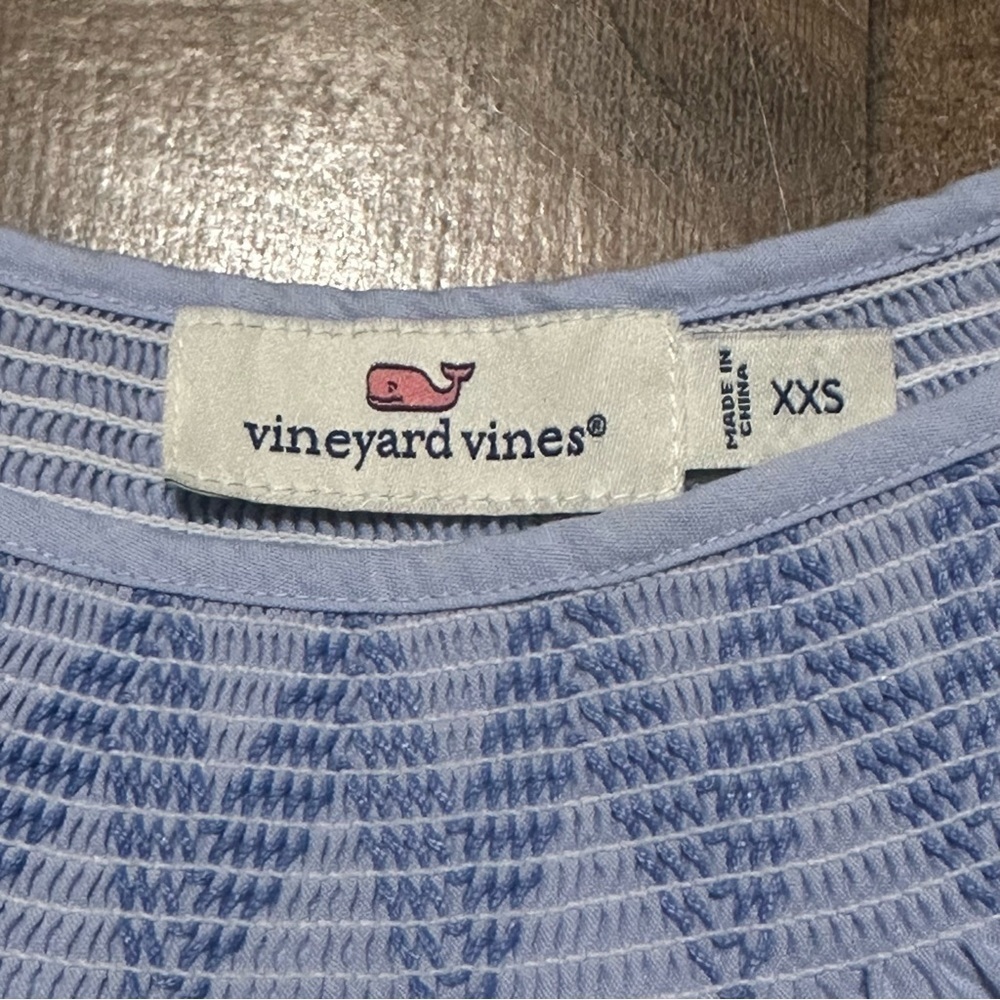 Vineyard Vines Smocked Tassel Short Sleeve Blouse - Picture 6 of 7